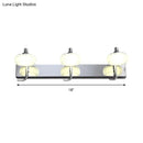Modernist silver bathroom vanity light with frosted acrylic shades