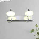 Modernist silver bathroom vanity light with frosted acrylic shades