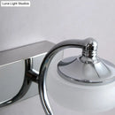 Modernist silver bathroom vanity light with frosted acrylic shades