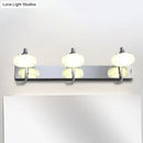 Modernist silver bathroom vanity light with frosted acrylic shades
