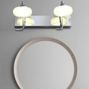 Modernist silver bathroom vanity light with frosted acrylic shades
