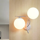 Modernist silver & black light fixture with milky glass for bedroom
