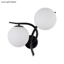 Modernist silver & black light fixture with milky glass for bedroom