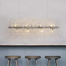 Modernist silver branch island pendant with crystal bead – dining room