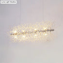 Modernist silver branch island pendant with crystal bead – dining room