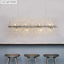 Modernist silver branch island pendant with crystal bead – dining room