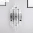 DecorBites™ Modernist Tubular Wall Lighting with Clear Crystal, 2 Lights, Chrome Finish - Living Room Wall Fixture