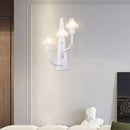 Modernist white ceramic mushroom opal glass sconce living room light