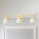 Modernist white & gold elk antler wall light sconce for bathroom