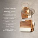 Marble & Acacia Coaster Set
