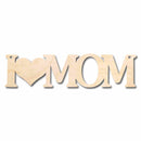 Mother's Day Craft Unfinished Wood Cutout "I heart Mom"  DIY handmade Gift