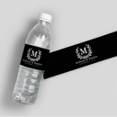 Monogram Wreath Black Water Bottle Labels