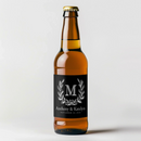 Monogram Wreath Black Wedding Beer Label