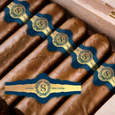 Monogram Wreath Navy Wedding Cigar Bands