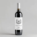 Monogram Wreath Wedding Wine Label