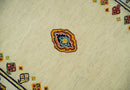 Tribal Art 5x7 Ivory and Beige Hand Spun Wool Hand Woven Southwestern Gabbeh Rug | KNT43