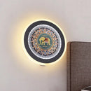 Moroccan elephant wall mural led lamp for bedroom teal and gold