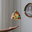 Mosaic floral & conch glass led pendant light dining room