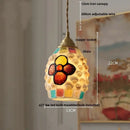 Mosaic floral & conch glass led pendant light dining room