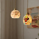 Mosaic floral & conch glass led pendant light dining room