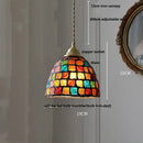 Mosaic floral & conch glass led pendant light dining room
