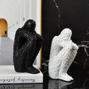 Mosaic golden man thinker abstract statues living room decor
