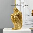 Mosaic golden man thinker abstract statues living room decor