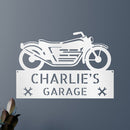 Custom Metal Wall Art - Personalized Biker Garage Name Plaque