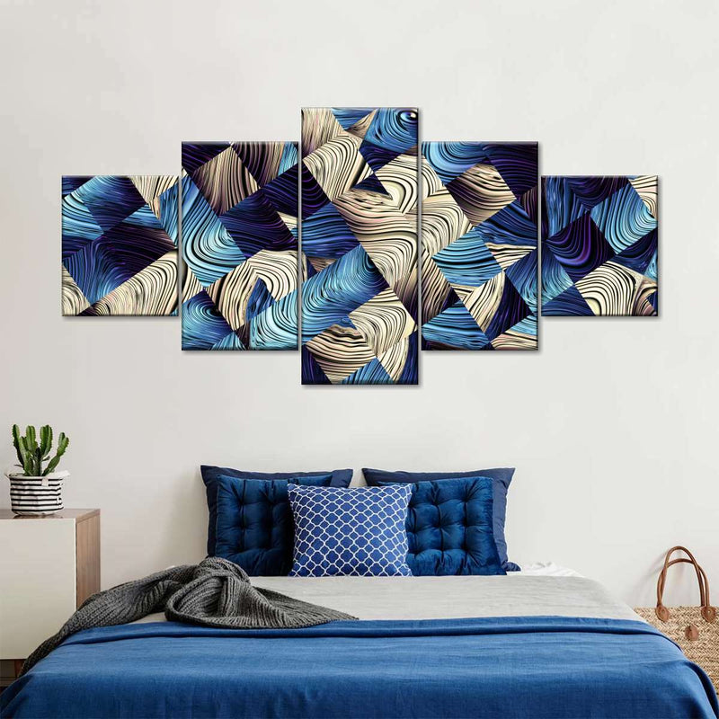 Blue Abstract Geometric Wall Art