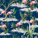 Dark Blue Wallpaper with Flamingos