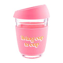 Mud Pie Glass Travel Mug Pink