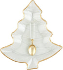 Mud Pie Gold Edge Glass Tree Platter