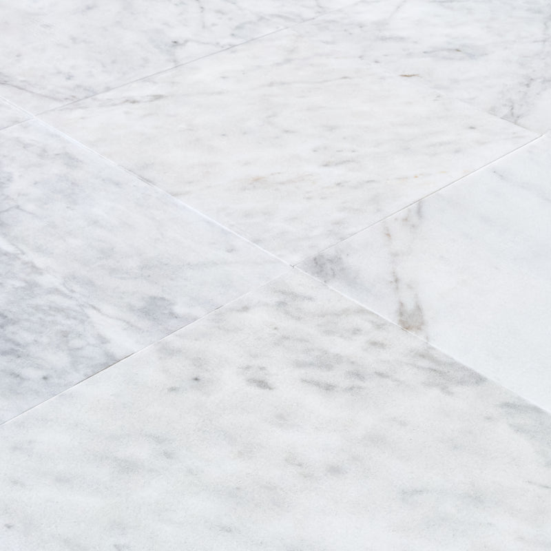 mugla white stone marble polished 24x24 angle closeup view
