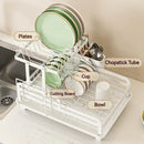 Multi tier black metal bowl rack and utensil holder kitchen storage