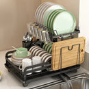 Multi tier black metal bowl rack and utensil holder kitchen storage