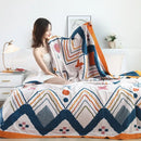 Multicolor boho printed cotton blanket bedroom cat pattern bed throw