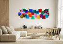 Multicolor Squares Mirrored Geometric Wall Art 3D