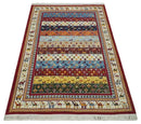 5x7 Multicolor Animal Brid Wool Hand Made Southwestern Lori Rug