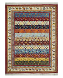 5x7 Multicolor Animal Brid Wool Hand Made Southwestern Lori Rug