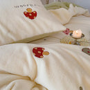Mushroom embroidered cashmere winter duvet set bedroom bedding