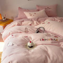 Mushroom embroidered cashmere winter duvet set bedroom bedding