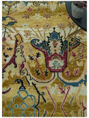 Mustard and Teal Transitional Dragon Oushak 8x10 hand knotted wool area rug