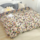 Mustard & teal cotton throw blanket bedroom gauze flowers decor