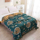 Mustard & teal cotton throw blanket bedroom gauze flowers decor