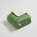 Mustard & white cable knit sherpa blanket bedroom throw