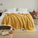 Mustard & white cable knit sherpa blanket bedroom throw