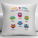 My Kids Are A Hoot’ Personalized Pillow Cushion Cover – Customizable with 1 to 6 Names