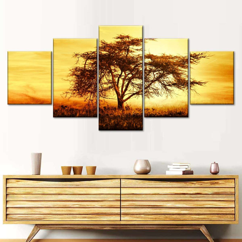 African Tree At Sunset Wall Art