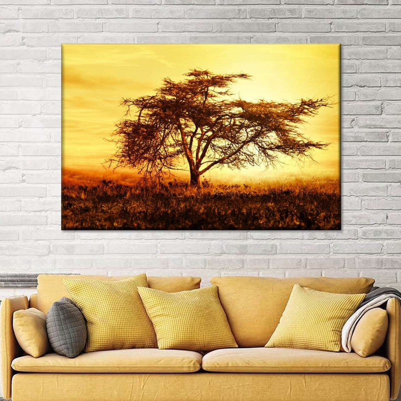 African Tree At Sunset Wall Art