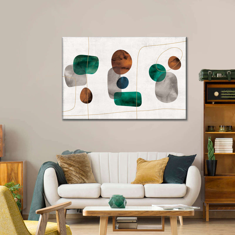 Emerald And Amber Shapes Wall Art